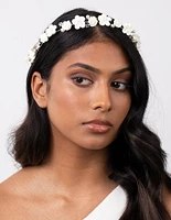 White Flower Pearl Halo Headband