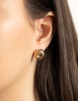 Gold Textured Knot Stud Earrings