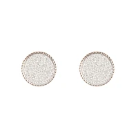 Silver Glitter Inlay Disc Earrings