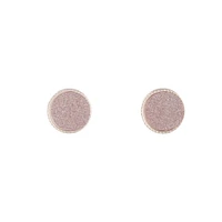 Rose Gold Pink Glitter Inlay Disc Earrings