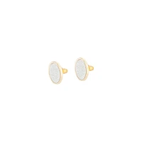 Silver Gold Glitter Inlay Disc Earrings