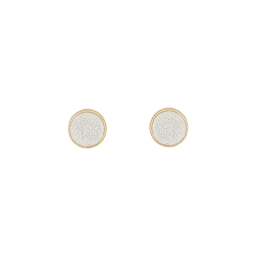 Silver Gold Glitter Inlay Disc Earrings