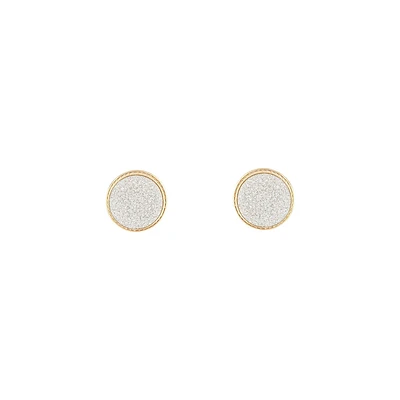 Silver Gold Glitter Inlay Disc Earrings