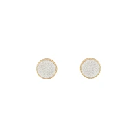 Silver Gold Glitter Inlay Disc Earrings