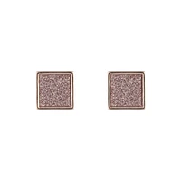 Rose Gold Glitter Inlay Square Earrings