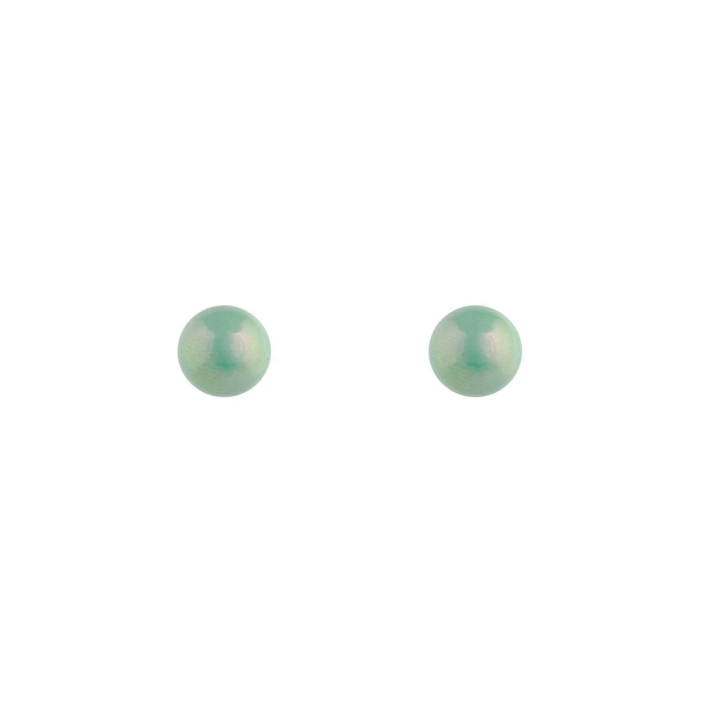 Shiny Green Ball Stud Earrings