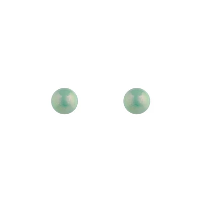Shiny Green Ball Stud Earrings