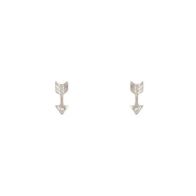 Rhodium Arrow Diamante Stud Earrings