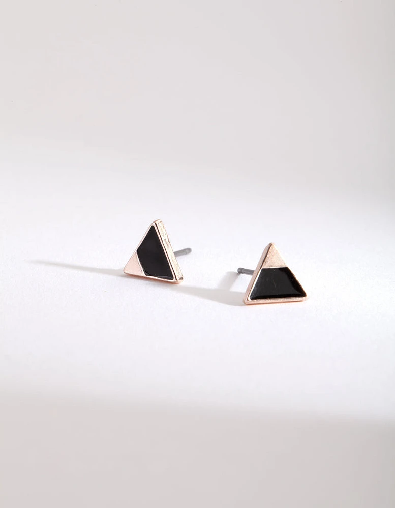 Black Metallic Tip Triangle Stud