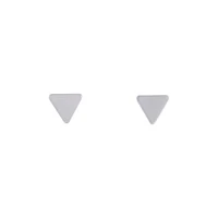 Rhodium Plain Flat Triangle Stud Earrings