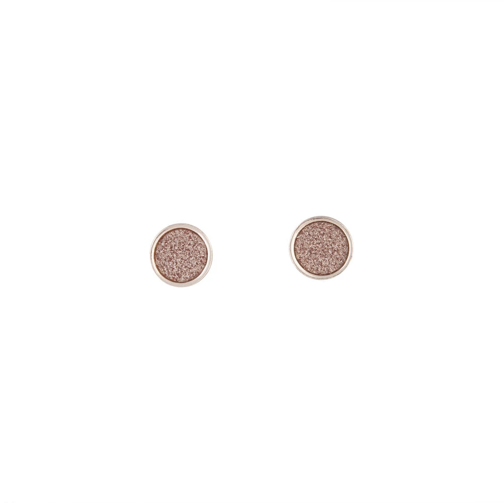 Pink Rose Gold Mini Round Glitter Studs