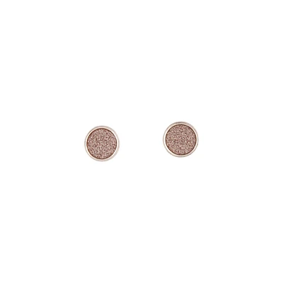 Pink Rose Gold Mini Round Glitter Studs