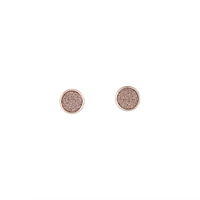 Pink Rose Gold Mini Round Glitter Studs