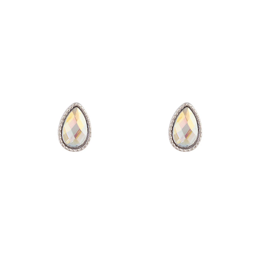 Silver Reflective Teardrop Earrings