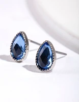 Blue Teardrop Stud Earrings