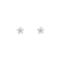 Purple Flower Stud Earrings Diamante Centre