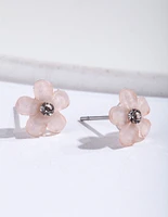 Pink Pretty Flower Stud Earrings