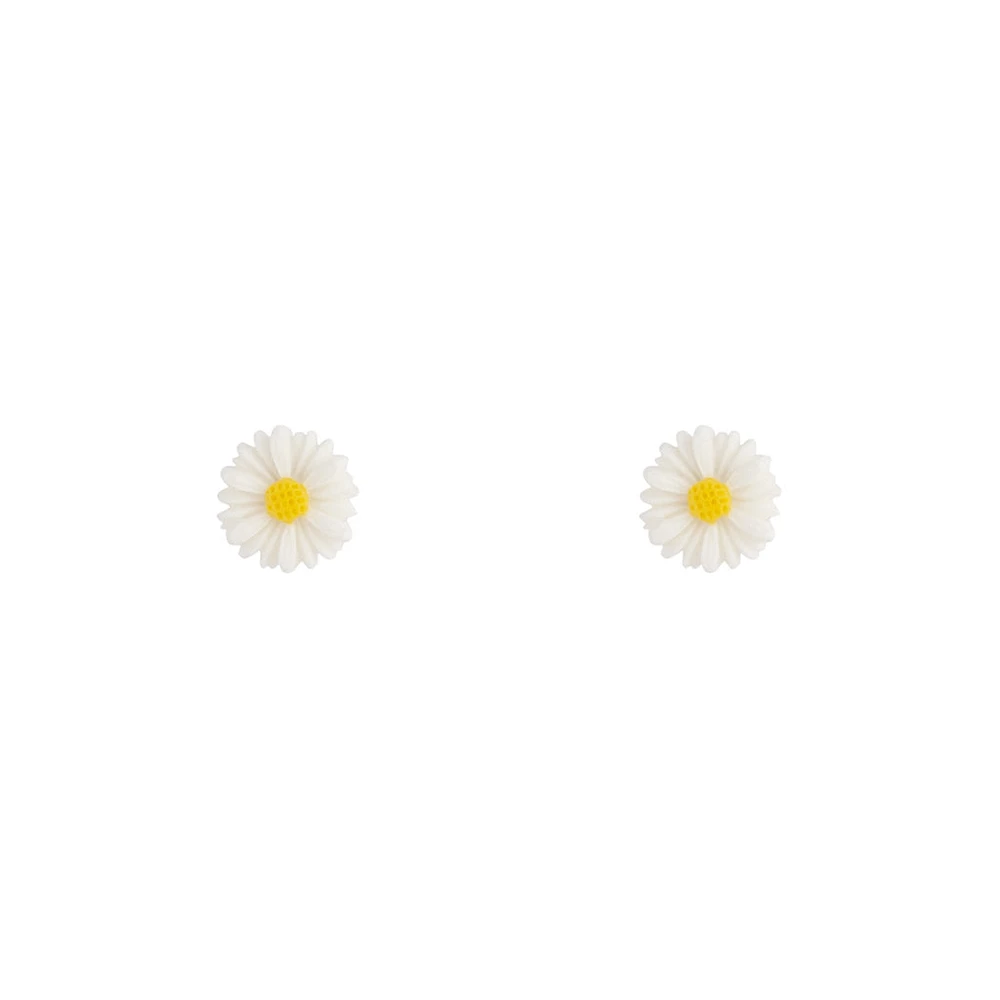 White Daisy Love Stud Earrings