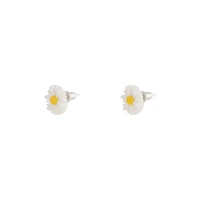 White Daisy Love Stud Earrings