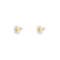 White Daisy Love Stud Earrings