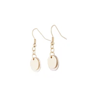 Mixed Metal Double Disc Drop Earrings