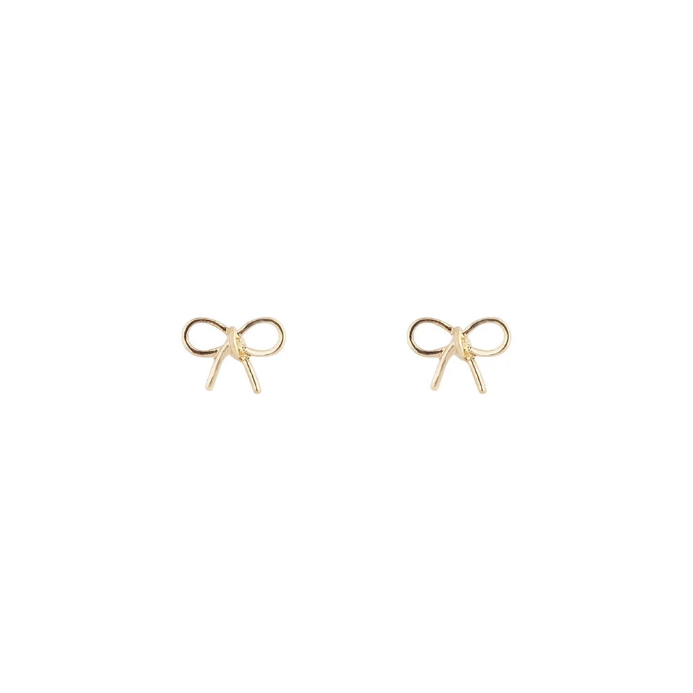 Gold Twist Bow Stud Earrings