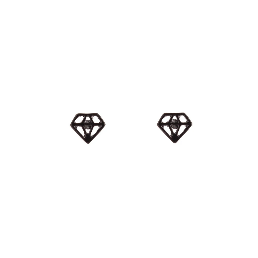 Black Diamond Cut Out Stud Earrings