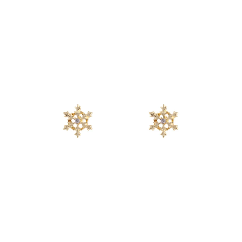 Gold Snowflake Stud Earrings