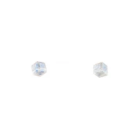 Clear Gem 3D Cube Stud Earrings