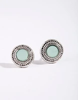 Antique Silver Etched Mini Stud Earrings