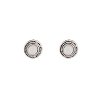 Antique Silver Diamante Centre Etched Earrings