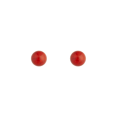 Cracked Red Ball Stud Earrings