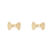 Gold Metal Bow Stud Earrings