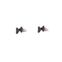 Solid Black Bow Tie Stud Earrings