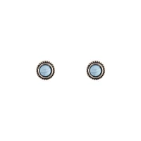 Cracked Turquoise Round Stud Earrings