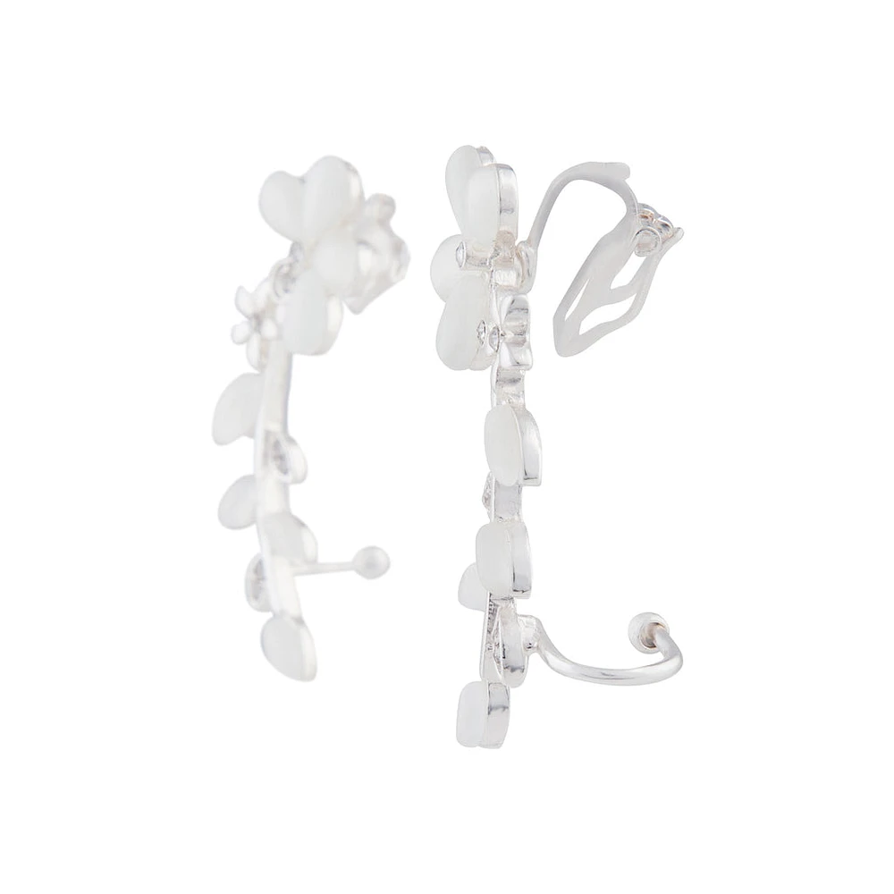 Pearlised Jewel Flower Vine Ear Cuff Two Pack