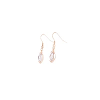 Rose Gold Hook Round Diamante Earrings