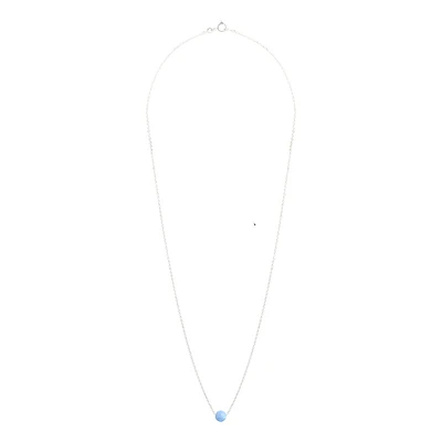 Sterling Silver Opalised Blue Bead Necklace