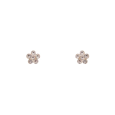 Sterling Silver Mini Diamante Flower Stud Earrings