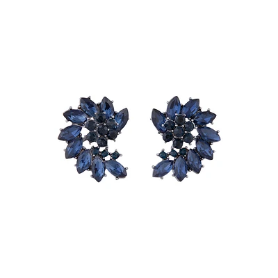 Navy Marquise Half Moon Cluster Stud