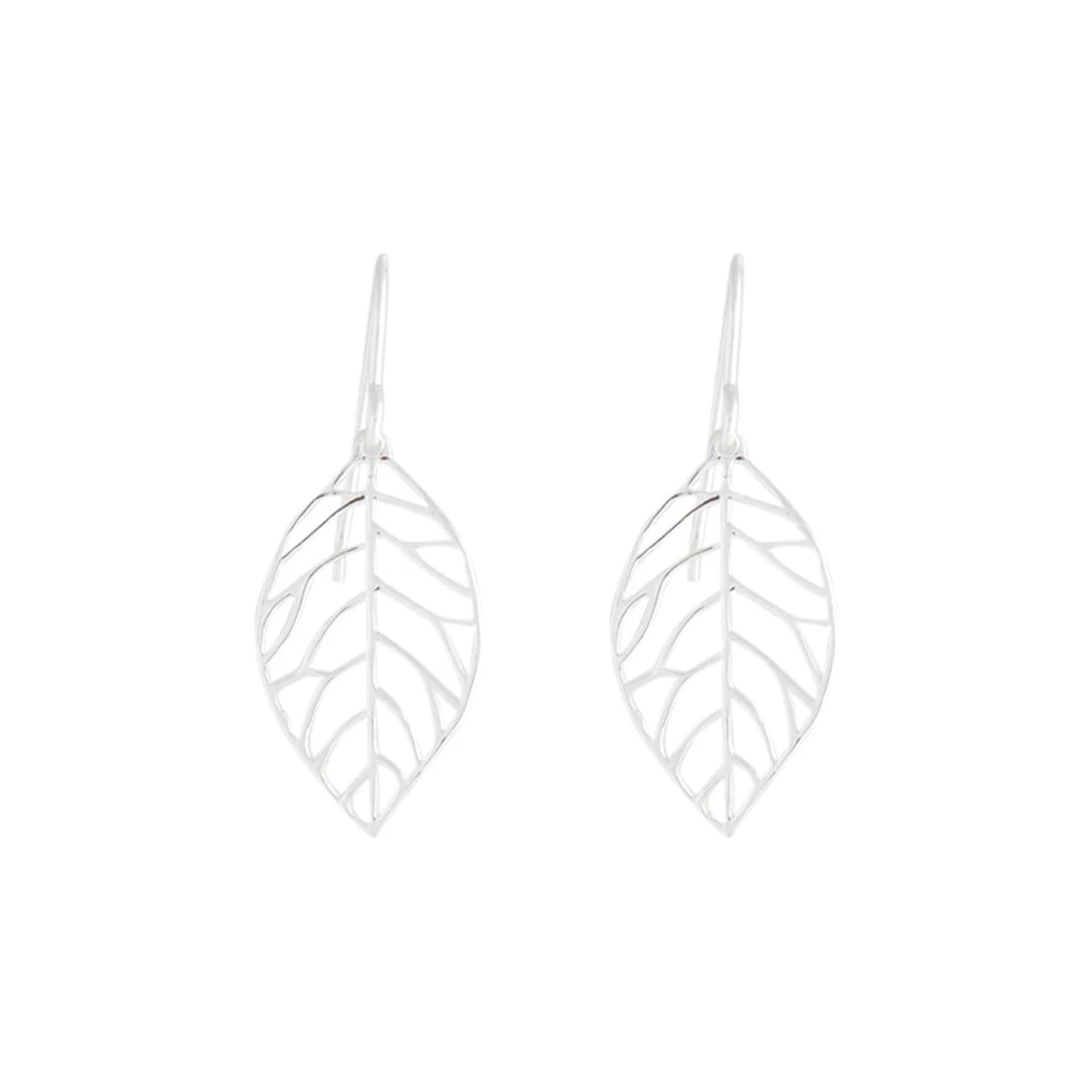 Sterling Silver Leaf Drop Earrings