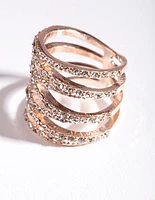 Rose Gold Zig Zag Diamante Row Ring