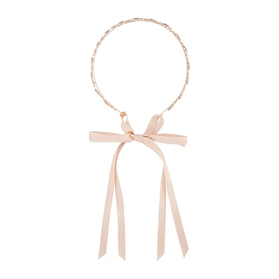 Rose Gold Diamante Leaf Tie Headband