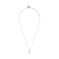 Fine Rose Gold Diamante Cross Necklace