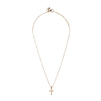 Fine Rose Gold Diamante Cross Necklace