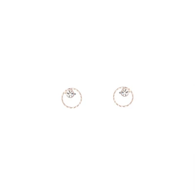 Rose Gold Circle Geo Diamante Stud Earrings