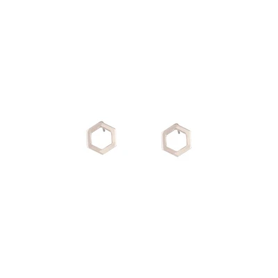 Rose Gold Open Hexagon Stud Earrings