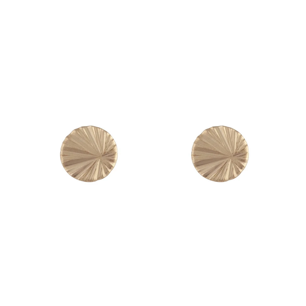 Gold Textured Wheel Stud Earrings