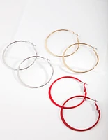 Mixed Metals Square Edge Hoop Earring Pack