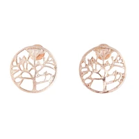 Rose Gold Tree Of Life Stud Earrings